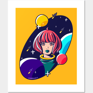 Retro Space Girl Posters and Art